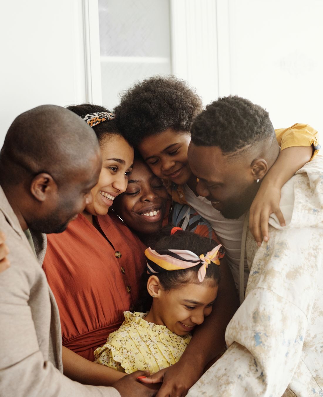 A family embracing with joy